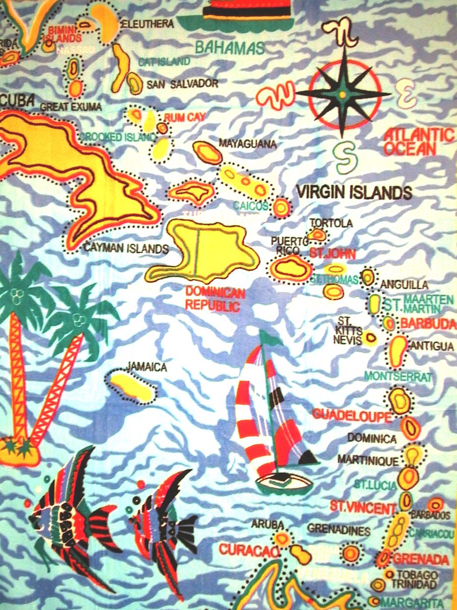 Caribbean Map Towel