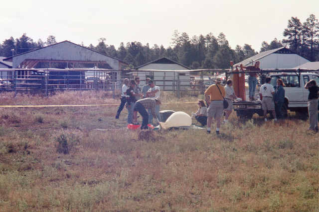 Arizona Near Space Research Group inflating their balloon