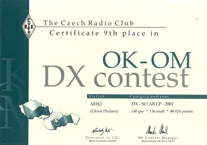 OK/OM DX Contest 2001