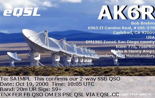 eQSL Card from AK6R