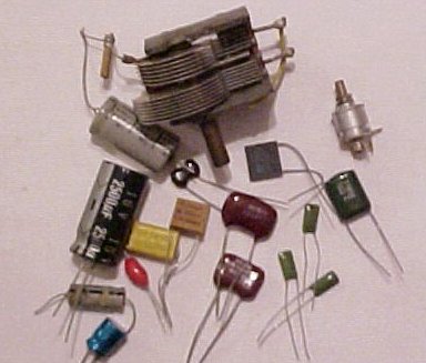 a selection of fixed and variable capacitors