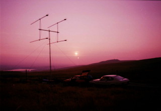 Testing 70cm 4 x 21 ele array on Winter Hill, August 1984