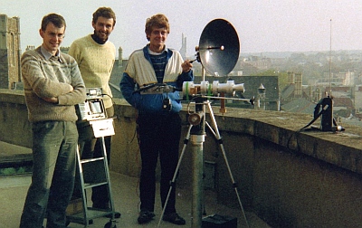 G1YOA, G6GVI & G4XML testing on 3cm in Bristol in November 1987