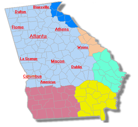NWS Georgia County Warning Areas