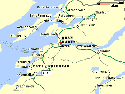 Locational map for Oban Radio - UK maritime coast radio stations oban radio gne