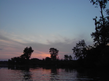 sunset on the canoe
