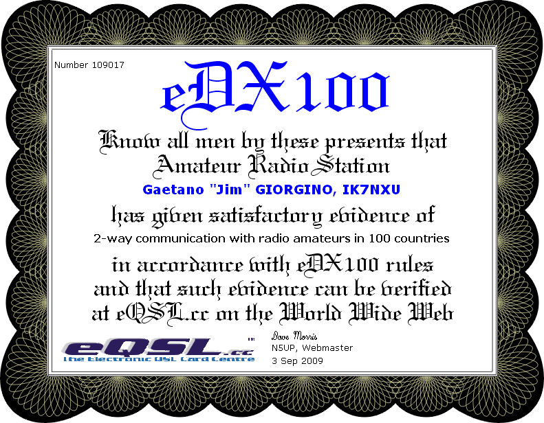 eDX 100 CERTIFICATE