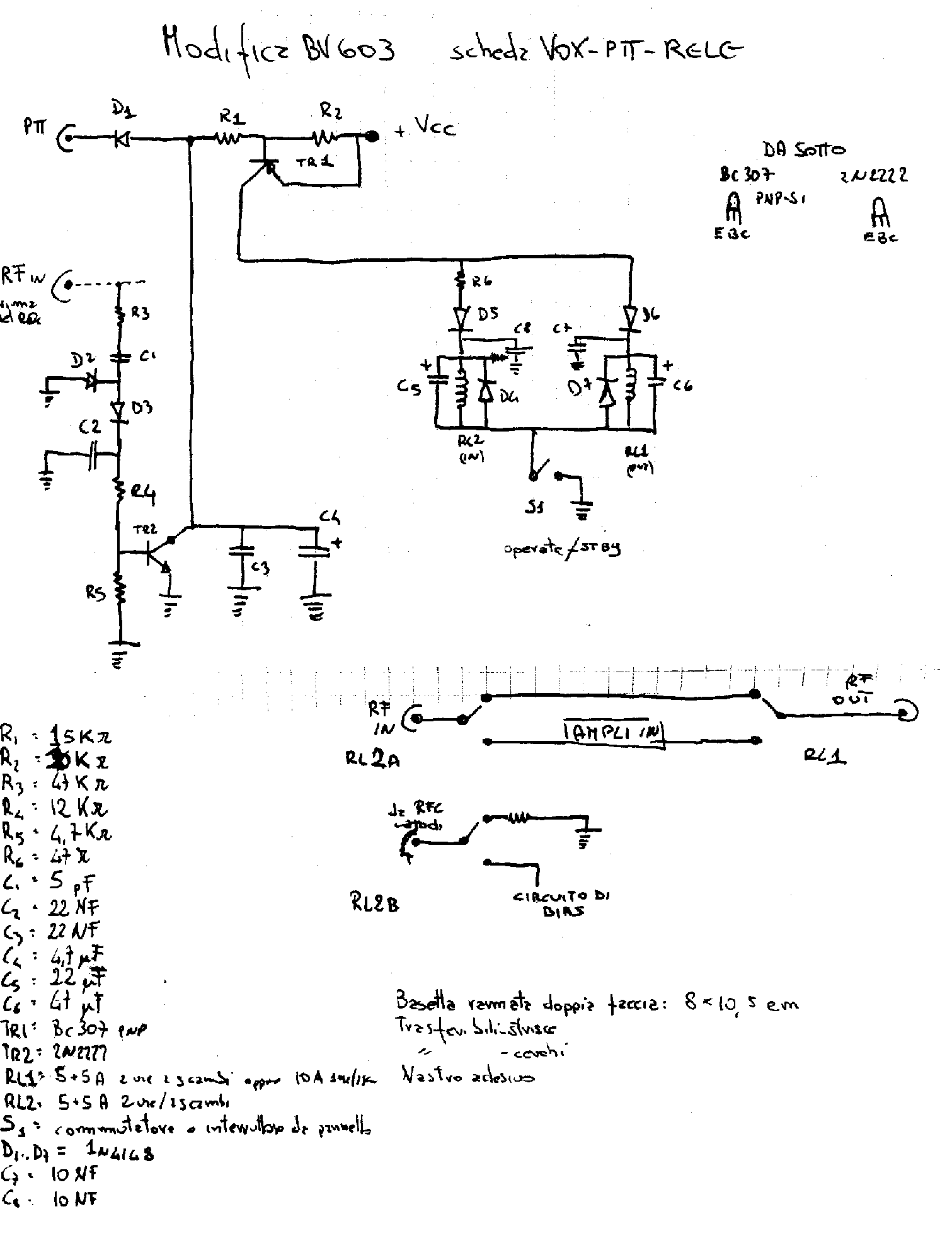 schema elettrico del circuito di commutazione e vox