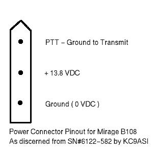 Pinout for B-108 power connector