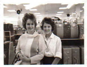 With a friend at a department store in the 1960's