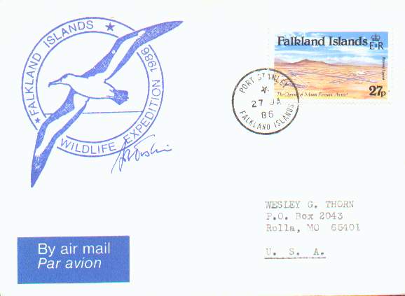Cover from the 1986 Erskine Wildlife Expedition to the Falkland Islands.