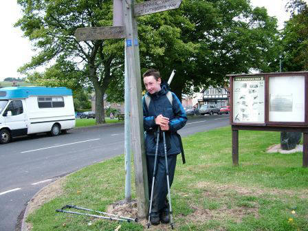 Jimmy knocks the Pennine Way signpost over!