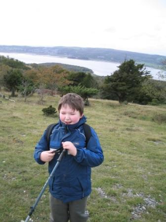 Liam nears the summit of Arnside Knott