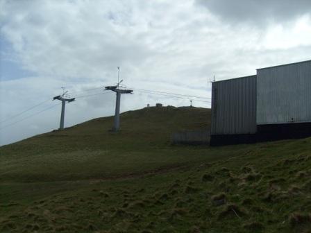 Cable car supports with summit trig behind