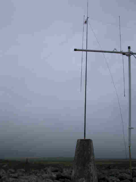 Trig point and antennas on Hensbarrow Beacon