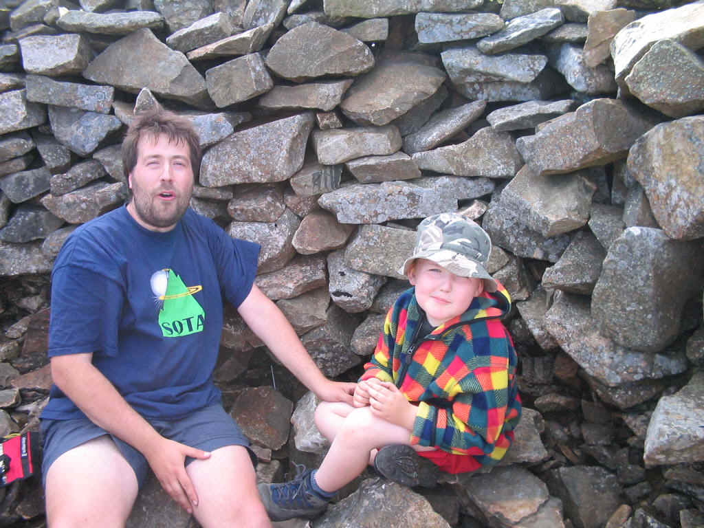 Tom & Liam in the summit shelter on Yr Eifl