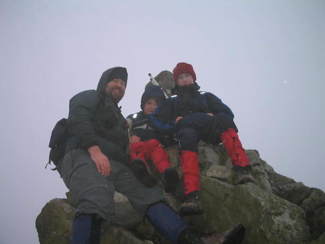 Tom, Liam + Jimmy at the summit of Stiperstones