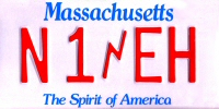 Amateur Radio Station N1EH Massachusetts Vehicle License Plate