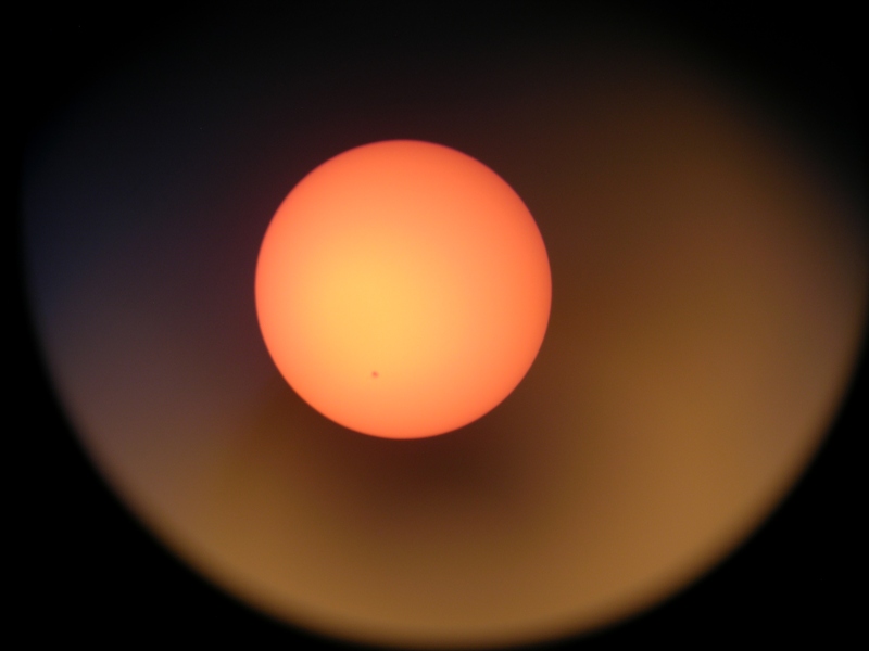 Picture of Sun through Telescope using solar filter.