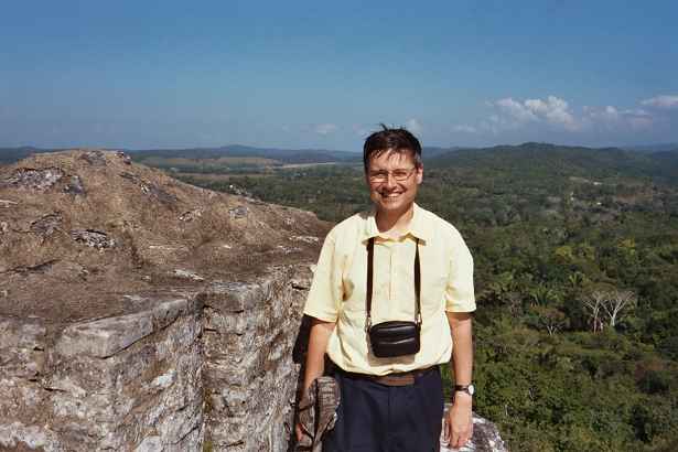 Bill at the top of El Castillo, view to east