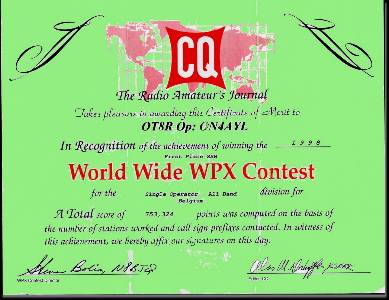 First place CQ WW WPX Contest