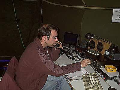 ON4CLC operating his VHF station for the F/ON6JUN/P expedition