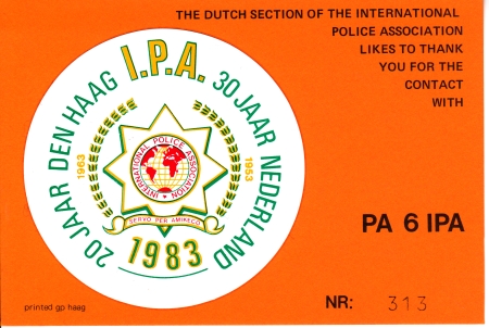 PA6IPA, 30y Int.Police Ass Netherlands, 20y The Hague