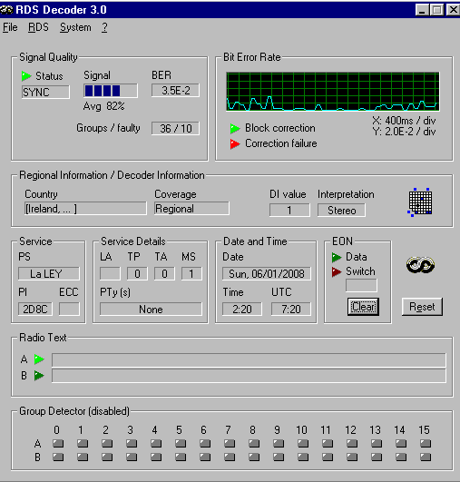 RDSDec 3.0 screenshot of KLEY-FM, 95.7, Jourdanton, TX