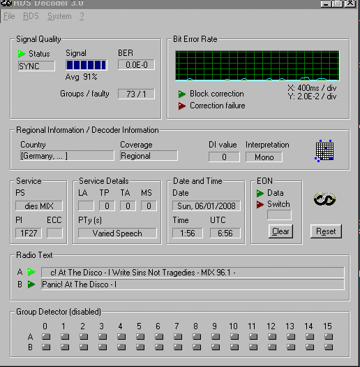 RDSDec 3.0 screenshot of KXXM, 96.1, San Antonio, TX