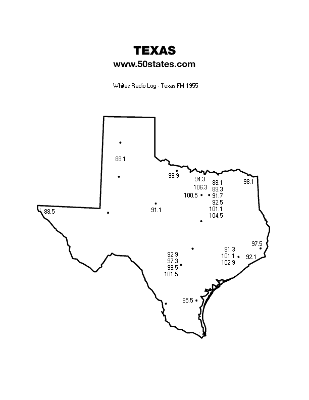 Texas FM Stations - White's Radio Log 1955