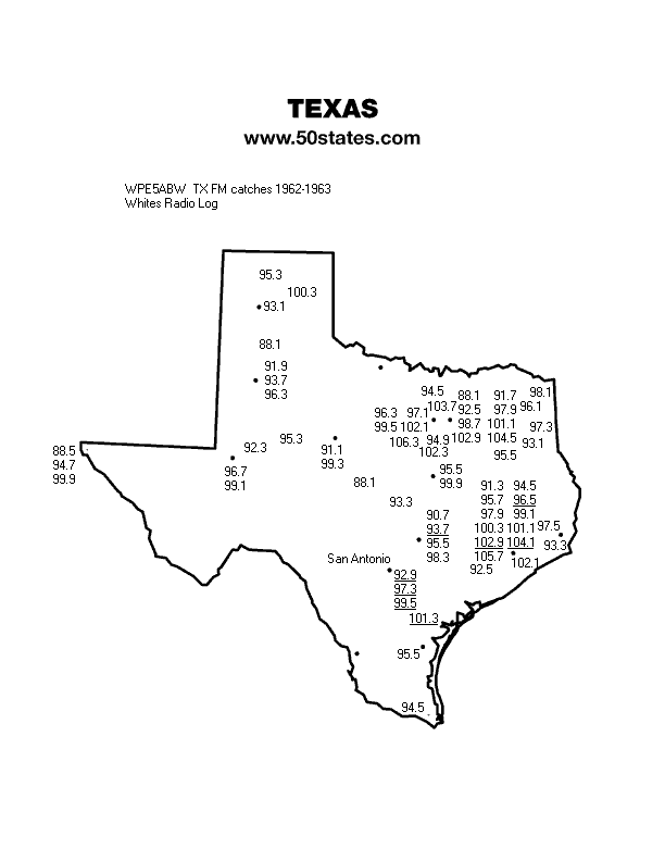 Texas FM Stations - White's Radio Log 1963