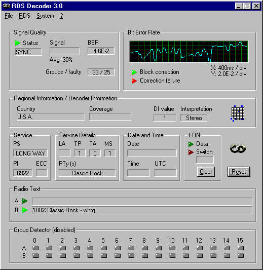 RDSDec 3.0 screenshot of WHTQ, 96.5, Orlando, FL