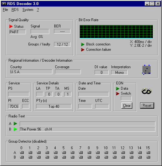 RDSDec 3.0 screenshot of WPOW, 96.5, Miami, FL