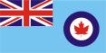 The Royal Canadian Air Force ensign, with the maple leaf replacing the Royal Air Force red dot in the roundel.  The RCAF began WWII as part of RAF squadrons, but later formed and flew under their own squadron designators.
