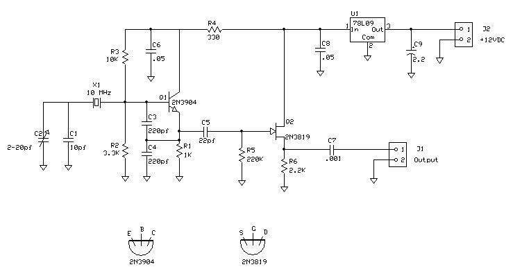 schematic of the crystal oscillator