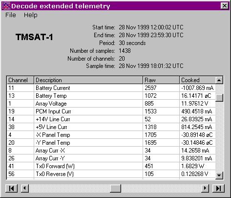Telemetry decoder program screen shot