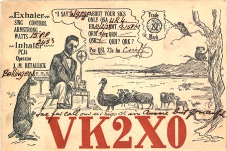 Crieff Retallick QSL card (VK2XO) 1933