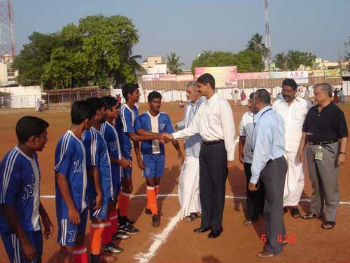 Football Players Were Intorduced To Cheif Guest Thiru Deepak Damor, IPS (Superintendent of Police, Tuticorin District) at USC on 06-05-2008
