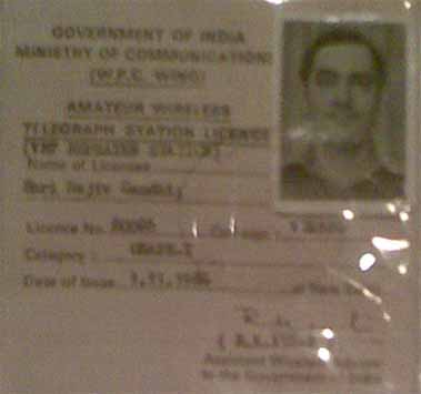 Late Rajiv Gandhi - VU2RG, Amateur Radio Grade - I Licence issued by WPC Wing on 1 Nov 1974.