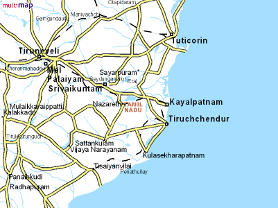 Map Showing Kayalpatnam