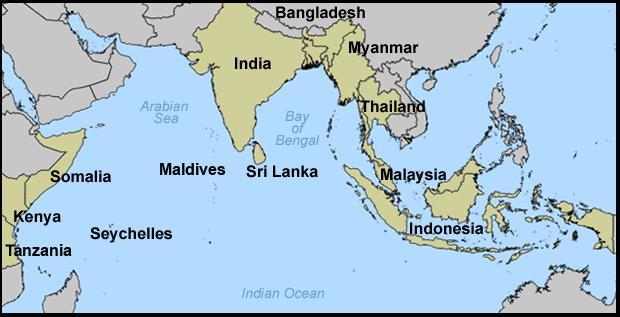 Countries Affected by Tsunami