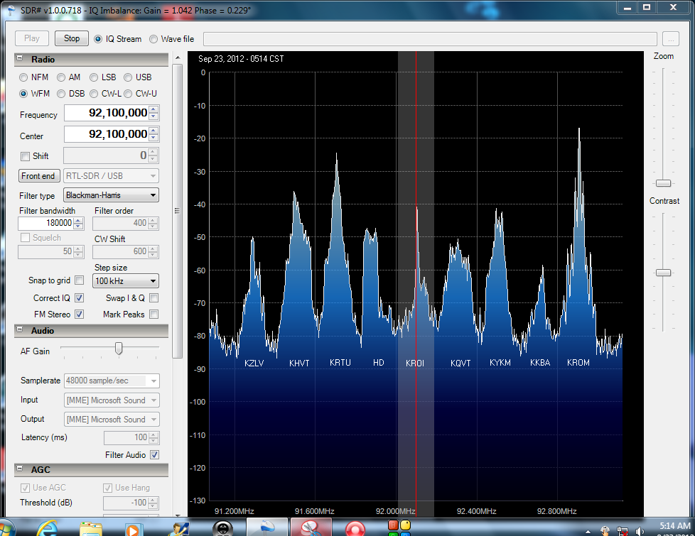 SDR# display 91.3-92.9 MHz - Sept 23, 2012
