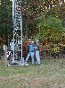 KE2TR and N2TX applying the finishing touches as the tower goes up