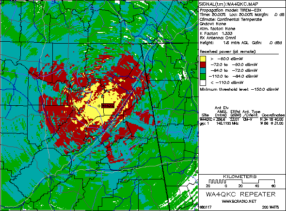 Coverage Map of 145.110 repeater