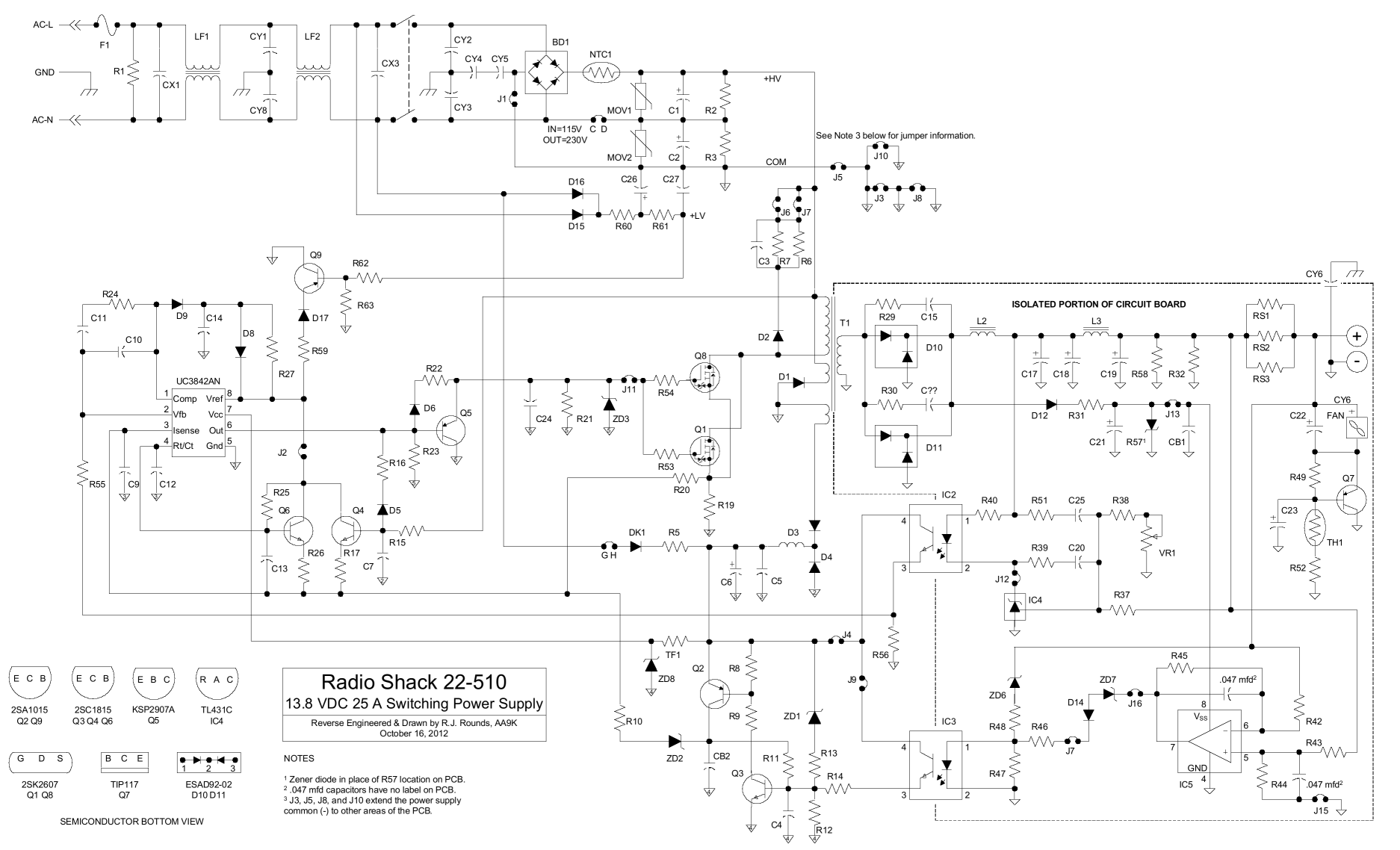 Radio Shack 22510 13.8 Volt 25 Amp Switching Supply
