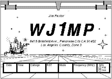 WJ1MP's QSL card