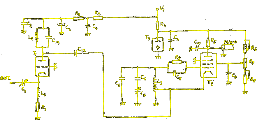 Vacuum tube regenerative radio schematic