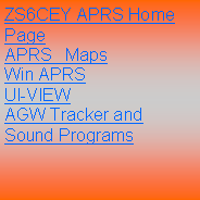 Text Box: ZS6CEY APRS Home PageAPRS   MapsWin APRSUI-VIEWAGW Tracker and Sound Programs