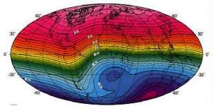 Plot of Magnetic Inclination (Thanks: NOAA)