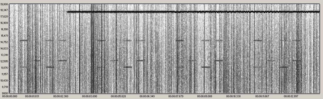Sonograph of VLF navigational transmissions